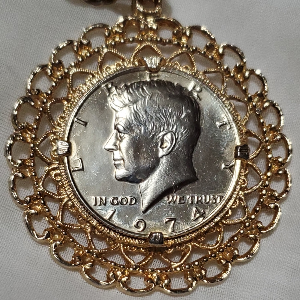 John F Kennedy Half Dollar Pendant Necklace